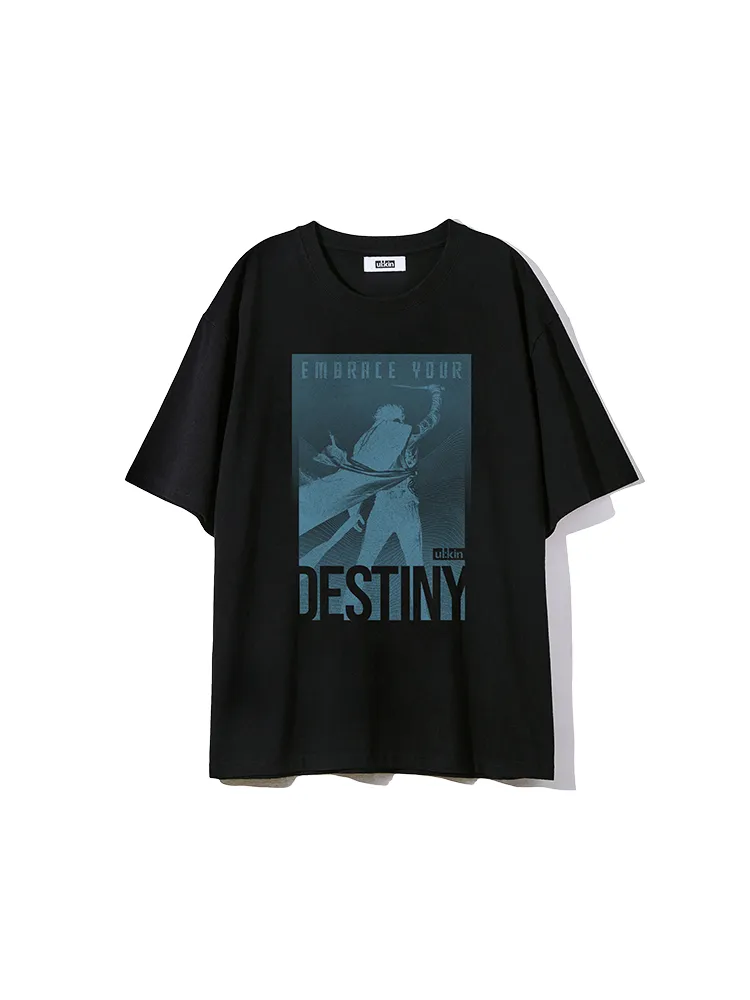 T-shirt Destiny - Moon Bleu Taille L - Coton, Manches Courtes, Neuf Avec étiquettes